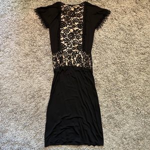 Vintage Black Dress w/ Lace Accents